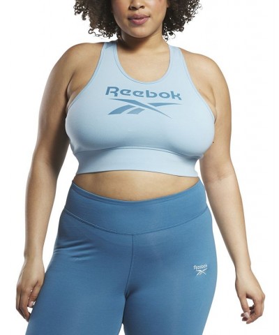 Plus Size Racerback Low Impact Sports Bra Blue $14.35 Bras