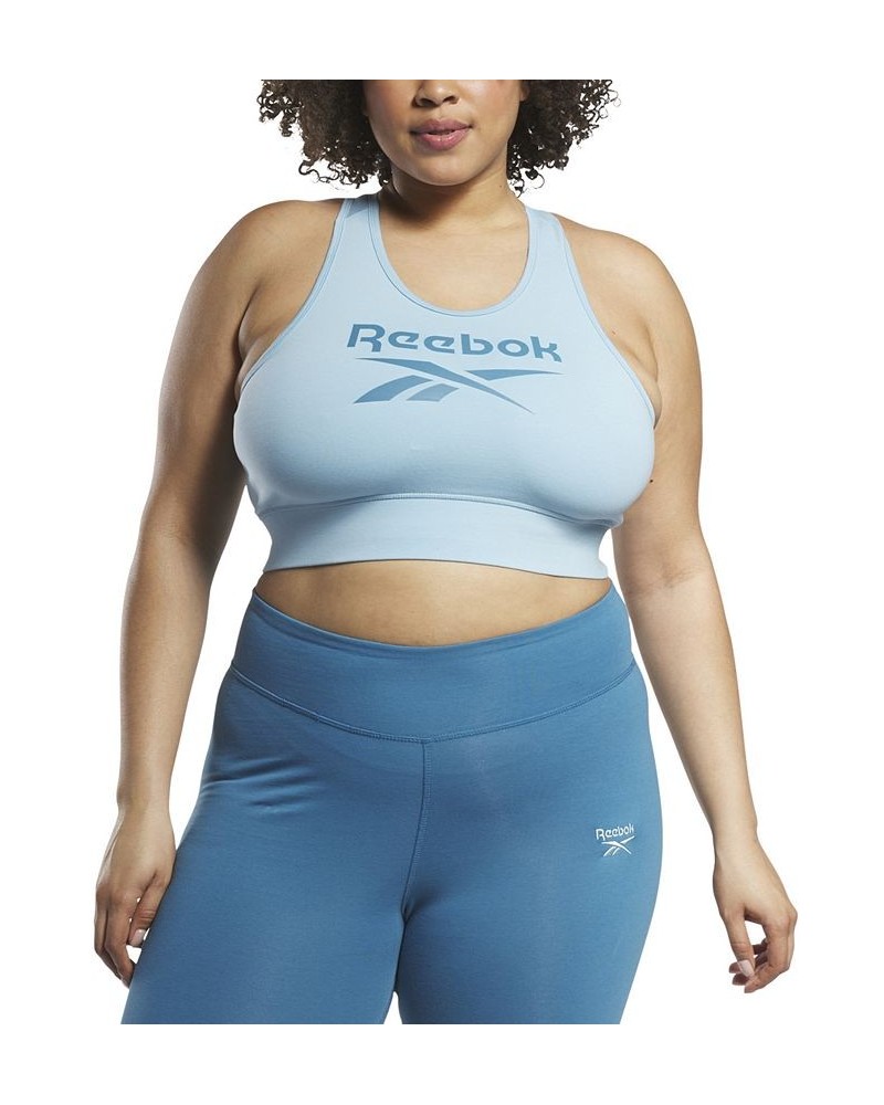 Plus Size Racerback Low Impact Sports Bra Blue $14.35 Bras