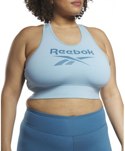 Plus Size Racerback Low Impact Sports Bra Blue $14.35 Bras