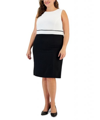 Plus Size Sleeveless Colorblock Sheath Dress Vanila Ice / Black $35.39 Dresses