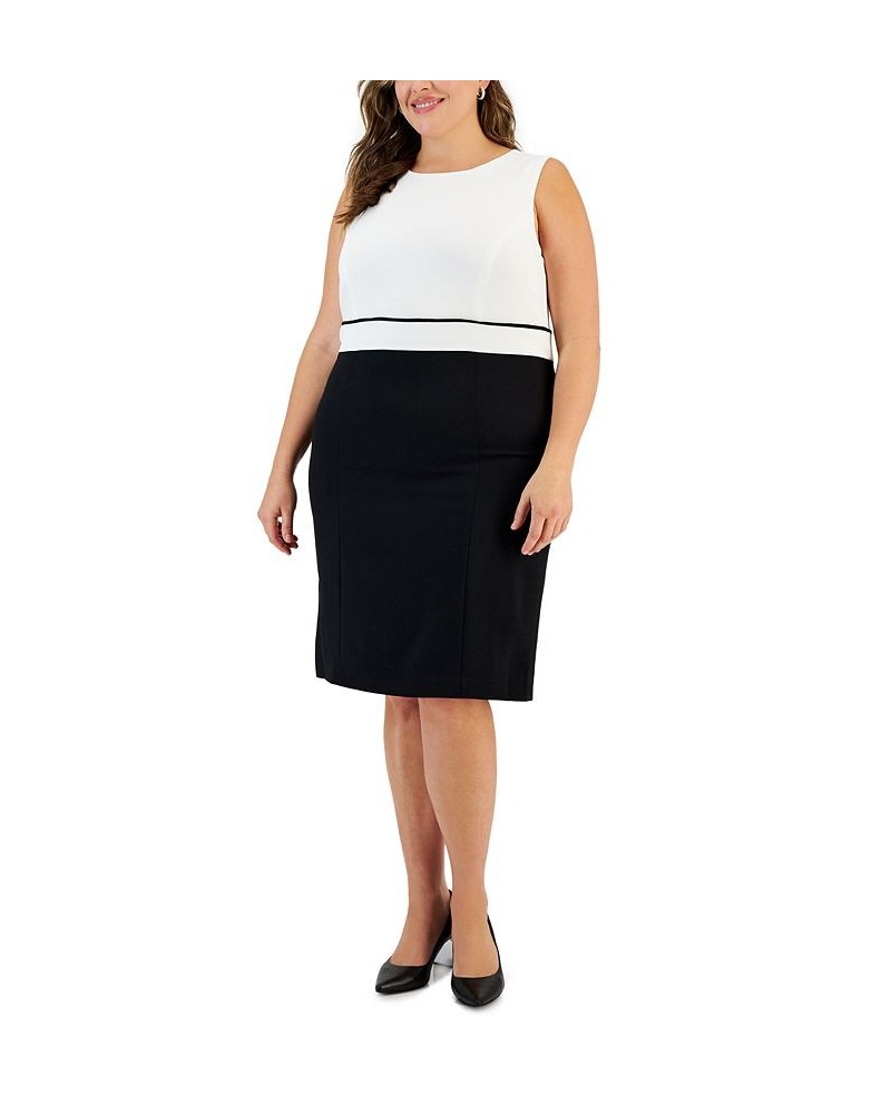 Plus Size Sleeveless Colorblock Sheath Dress Vanila Ice / Black $35.39 Dresses