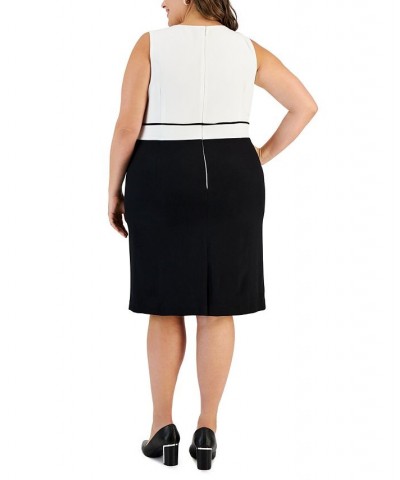 Plus Size Sleeveless Colorblock Sheath Dress Vanila Ice / Black $35.39 Dresses