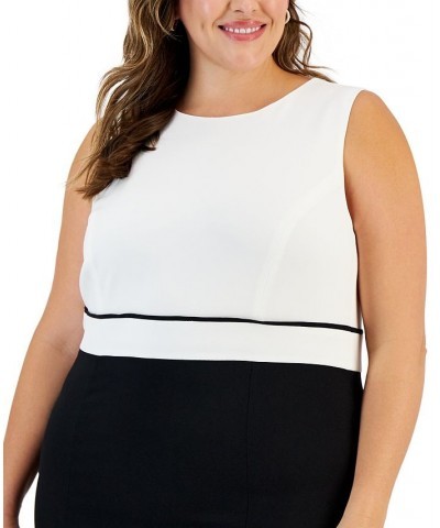 Plus Size Sleeveless Colorblock Sheath Dress Vanila Ice / Black $35.39 Dresses