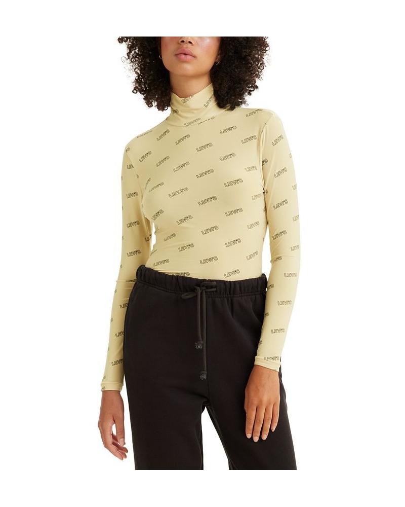 Women's Graphic Print Second-Skin Turtleneck Top White $25.19 Tops