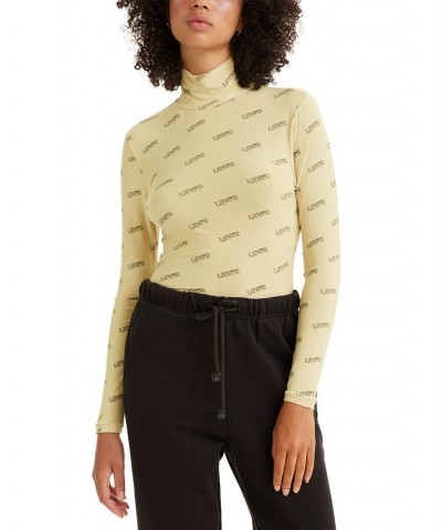 Women's Graphic Print Second-Skin Turtleneck Top White $25.19 Tops