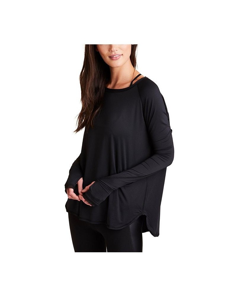 Women's Plus Size Fractal Raglan Long Sleeve Tee Black, Black $48.02 Tops