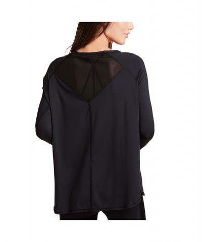 Women's Plus Size Fractal Raglan Long Sleeve Tee Black, Black $48.02 Tops