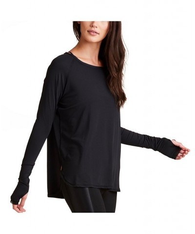 Women's Plus Size Fractal Raglan Long Sleeve Tee Black, Black $48.02 Tops