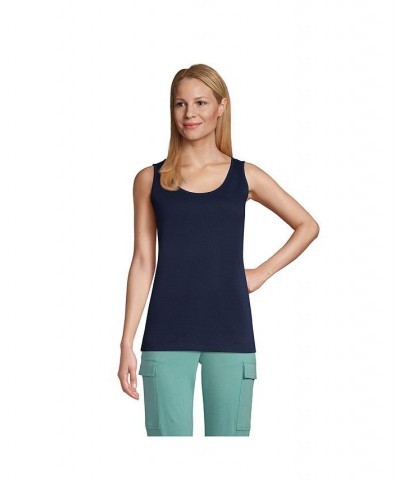 Women's Petite Cotton Tank Top Radiant navy $20.85 Tops