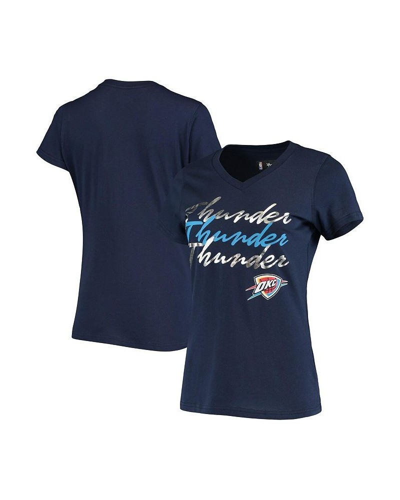 Women's Navy Oklahoma City Thunder Power Forward Foil V-Neck T-shirt Navy $14.55 Tops