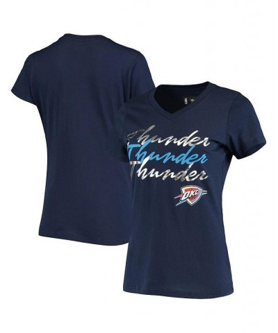 Women's Navy Oklahoma City Thunder Power Forward Foil V-Neck T-shirt Navy $14.55 Tops