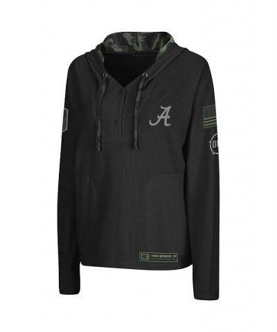 Women's Black Alabama Crimson Tide OHT Military-Inspired Appreciation Thermal Henley V-Neck Pullover Hoodie Black $32.50 Swea...