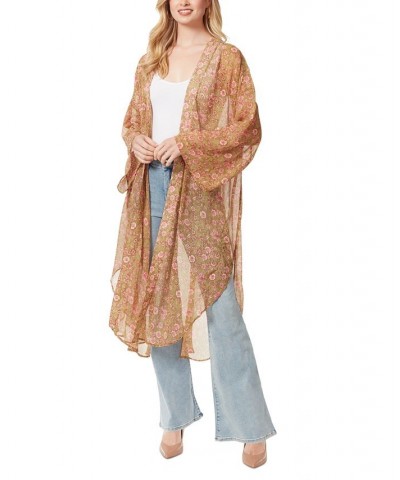 Women's Blaine Floral-Print Kimono Green $39.23 Tops