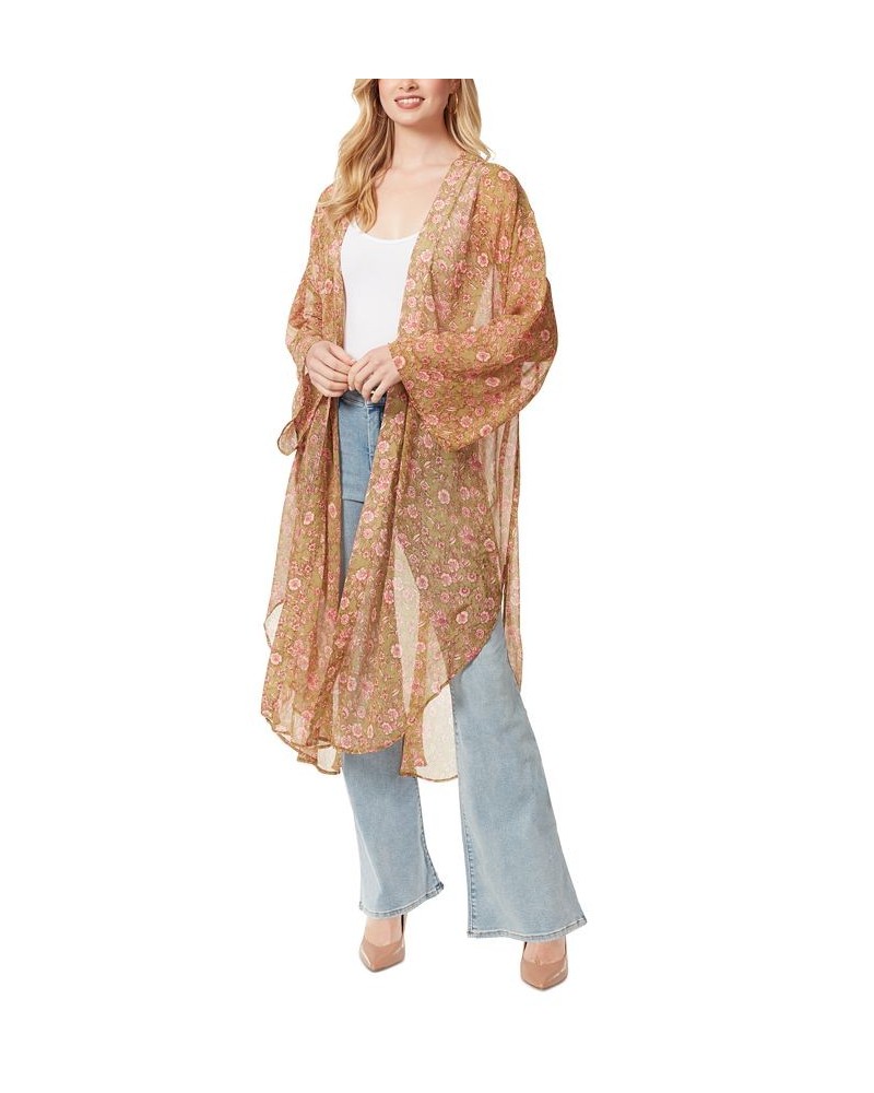 Women's Blaine Floral-Print Kimono Green $39.23 Tops