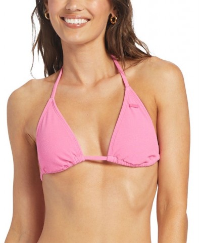 Juniors' Hawaiian Heat Elongated Triangle Bikini Top Pink $33.00 Swimsuits