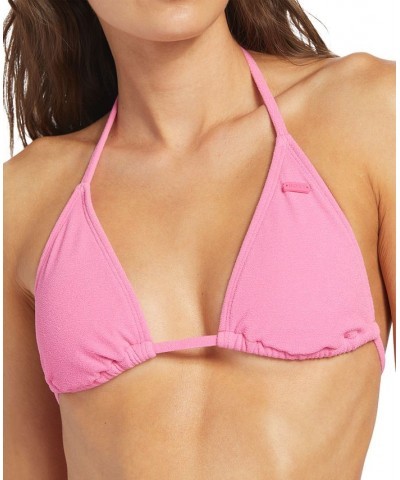 Juniors' Hawaiian Heat Elongated Triangle Bikini Top Pink $33.00 Swimsuits