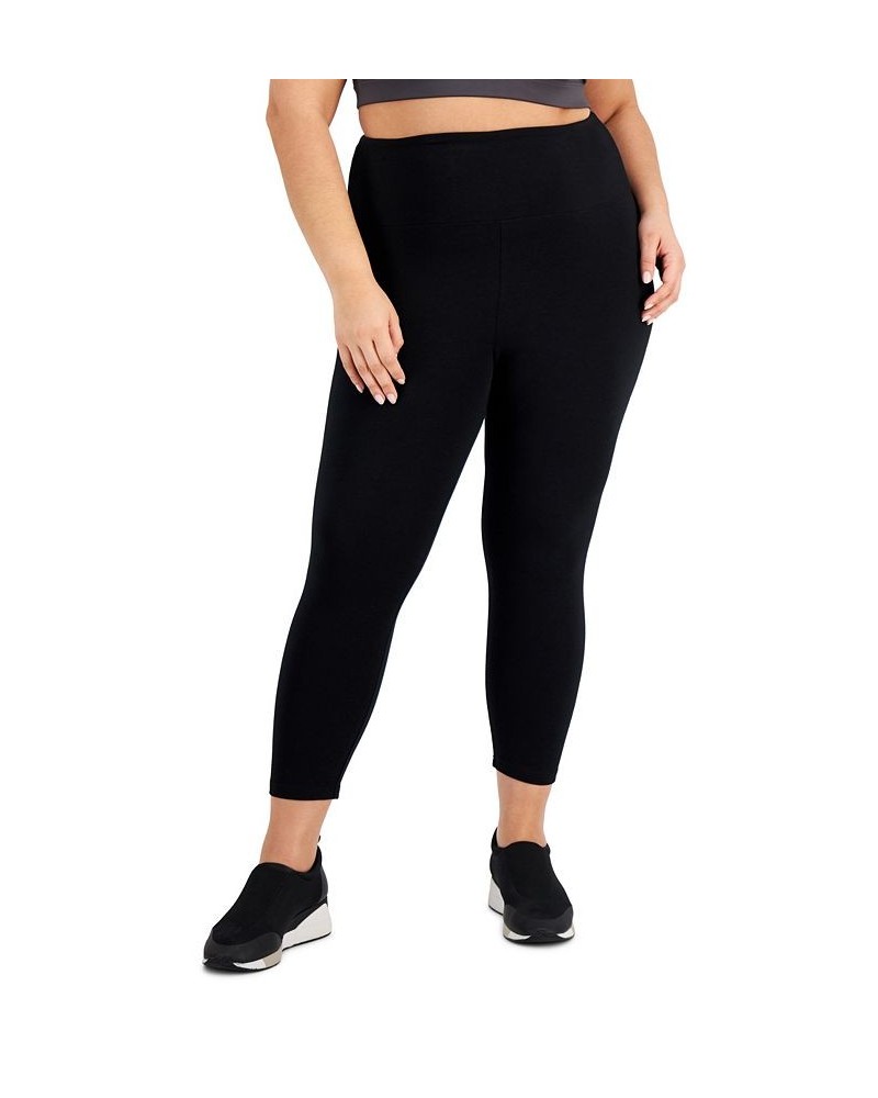 Plus Size High Rise Capri Leggings Black $9.90 Pants