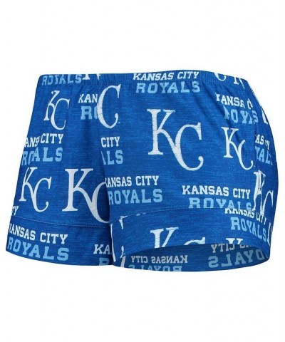 Women's Royal Kansas City Royals Zest Allover Print Button-Up Shirt and Shorts Sleep Set Royal $29.11 Pajama