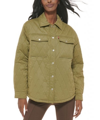 Women's Quilted Shirt Jacket Green $32.80 Jackets