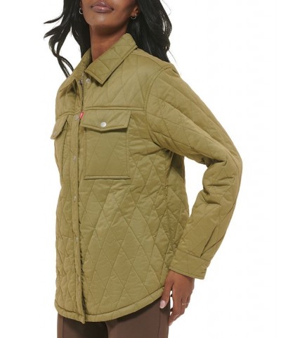 Women's Quilted Shirt Jacket Green $32.80 Jackets