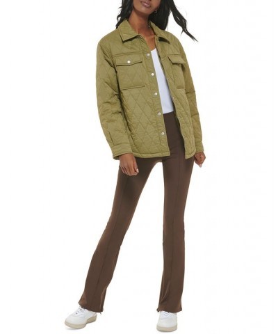 Women's Quilted Shirt Jacket Green $32.80 Jackets