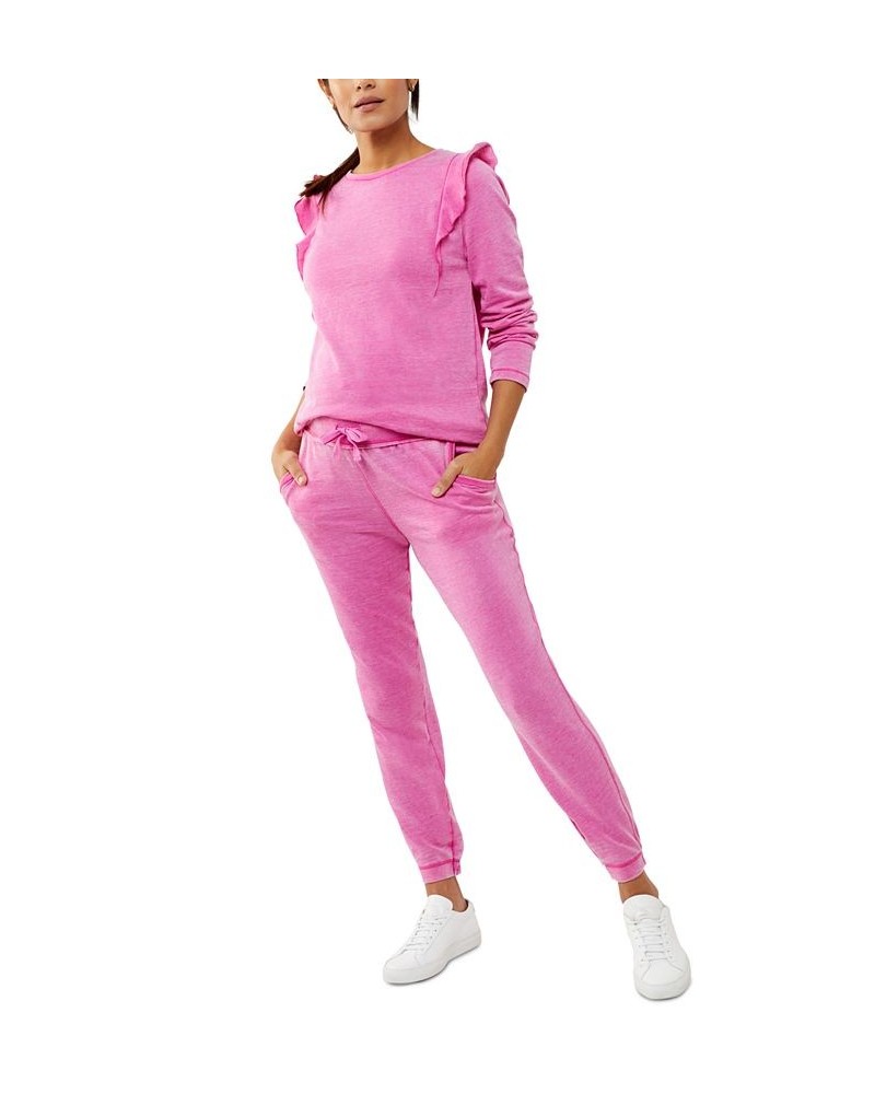 Mineral Wash Maternity Jogger Pants Pink $40.65 Pants