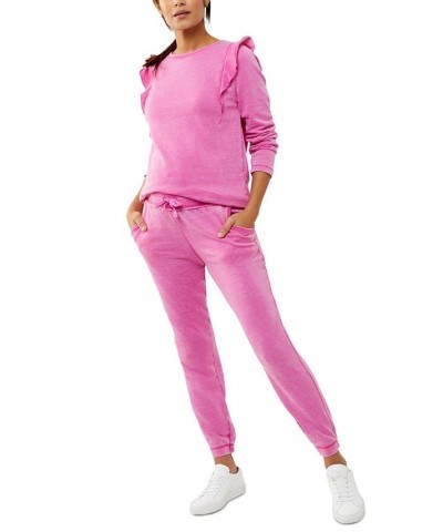 Mineral Wash Maternity Jogger Pants Pink $40.65 Pants