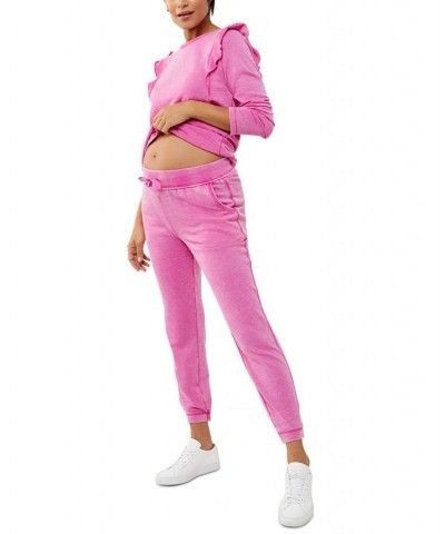 Mineral Wash Maternity Jogger Pants Pink $40.65 Pants