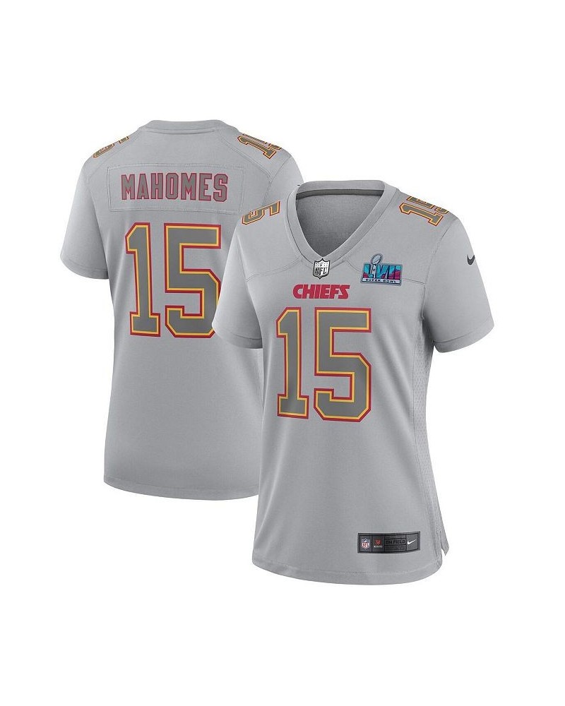 Women's Patrick Mahomes Gray Kansas City Chiefs Super Bowl LVII Patch Atmosphere Fashion Game Jersey Gray $76.80 Jersey