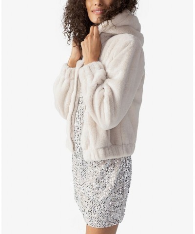 Faux Fur Bomber Jacket Champagne $48.07 Jackets