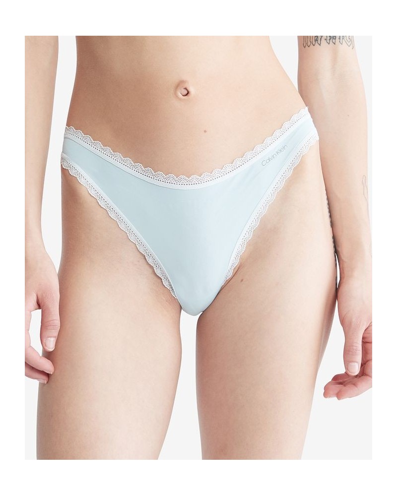 Women's Lace-Trim Thong Underwear QD3705 Palest Blue $10.83 Panty