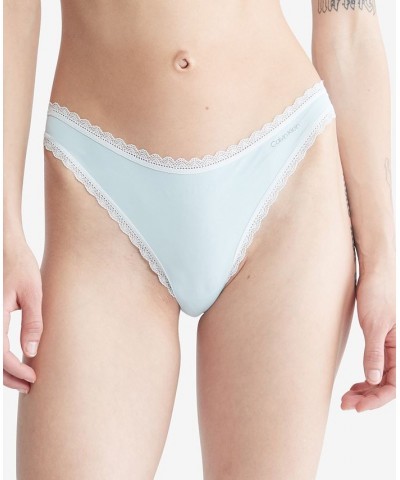 Women's Lace-Trim Thong Underwear QD3705 Palest Blue $10.83 Panty