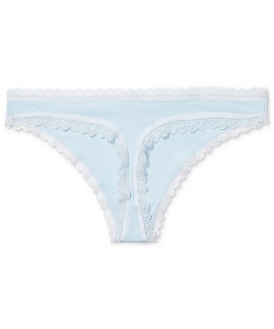 Women's Lace-Trim Thong Underwear QD3705 Palest Blue $10.83 Panty