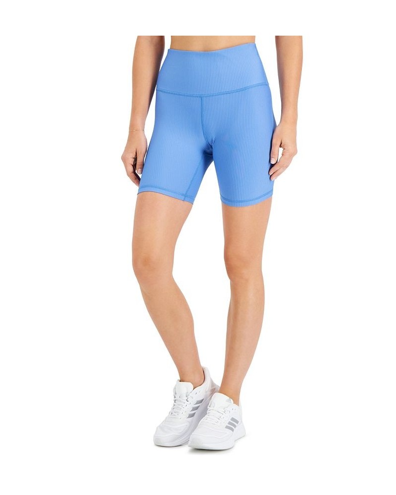 Women's Ribbed Solid Bike Shorts Blue $13.61 Shorts