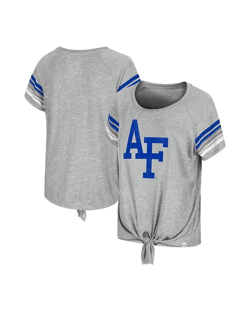 Women's Heathered Gray Air Force Falcons Boo You Raglan Knotted T-shirt Heathered Gray $18.90 Tops