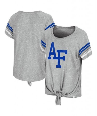 Women's Heathered Gray Air Force Falcons Boo You Raglan Knotted T-shirt Heathered Gray $18.90 Tops