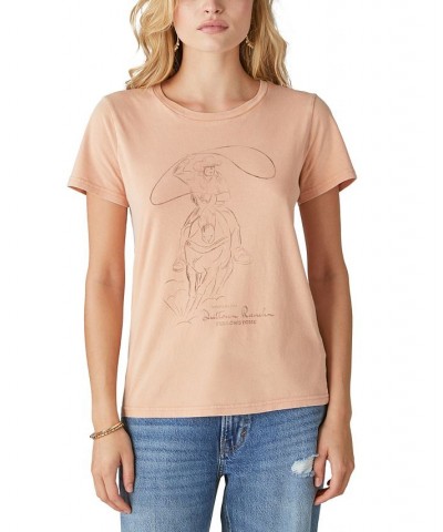 Women's Yellowstone Cotton Cowboy Graphic-Print T-Shirt Peach Bloom $29.16 Tops