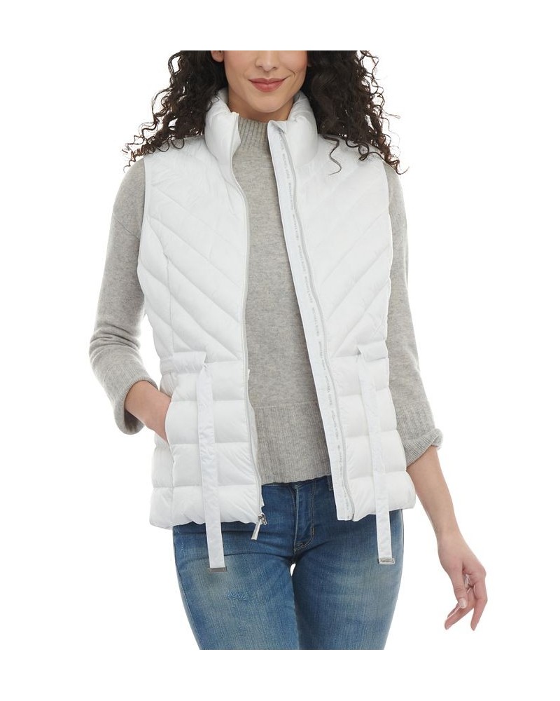 Women's Packable Belted Puffer Vest White $38.16 Coats