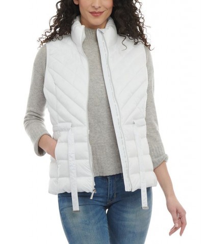 Women's Packable Belted Puffer Vest White $38.16 Coats