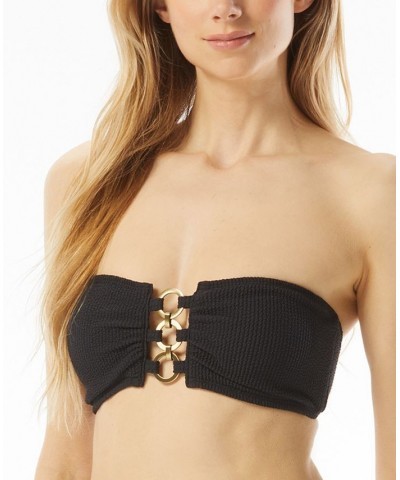 Women's O-Ring Bandeau Bikini Top & Matching Bottoms Black $49.28 Swimsuits