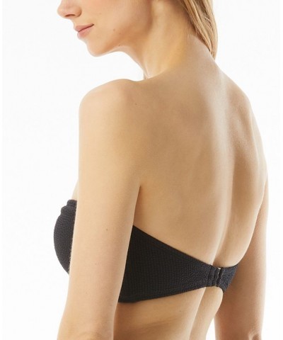 Women's O-Ring Bandeau Bikini Top & Matching Bottoms Black $49.28 Swimsuits