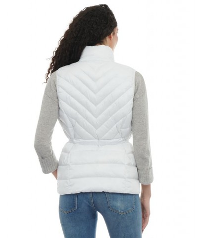 Women's Packable Belted Puffer Vest White $38.16 Coats