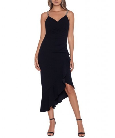 Petite Rhinestone-Strap Asymmetrical Dress Black/Silver $95.60 Dresses