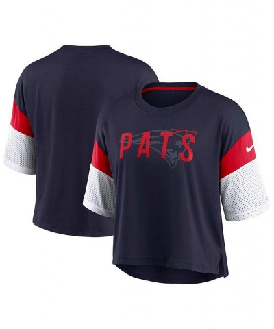 Women's Navy and White New England Patriots Nickname Tri-Blend Performance Crop Top Navy, White $28.99 Tops