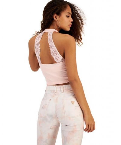 Women's Tori Lace-Back Sleeveless Top Pink $20.67 Tops