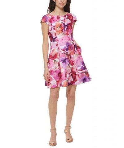 Petite Floral-Print Fit & Flare Dress Fuchsia Combo $48.51 Dresses