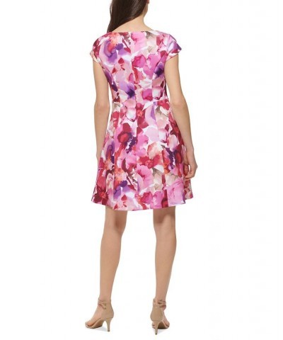 Petite Floral-Print Fit & Flare Dress Fuchsia Combo $48.51 Dresses