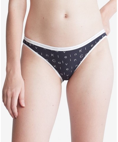 CK One Cotton Singles Bikini Underwear QD3785 Falling Logo Print_black $10.04 Panty