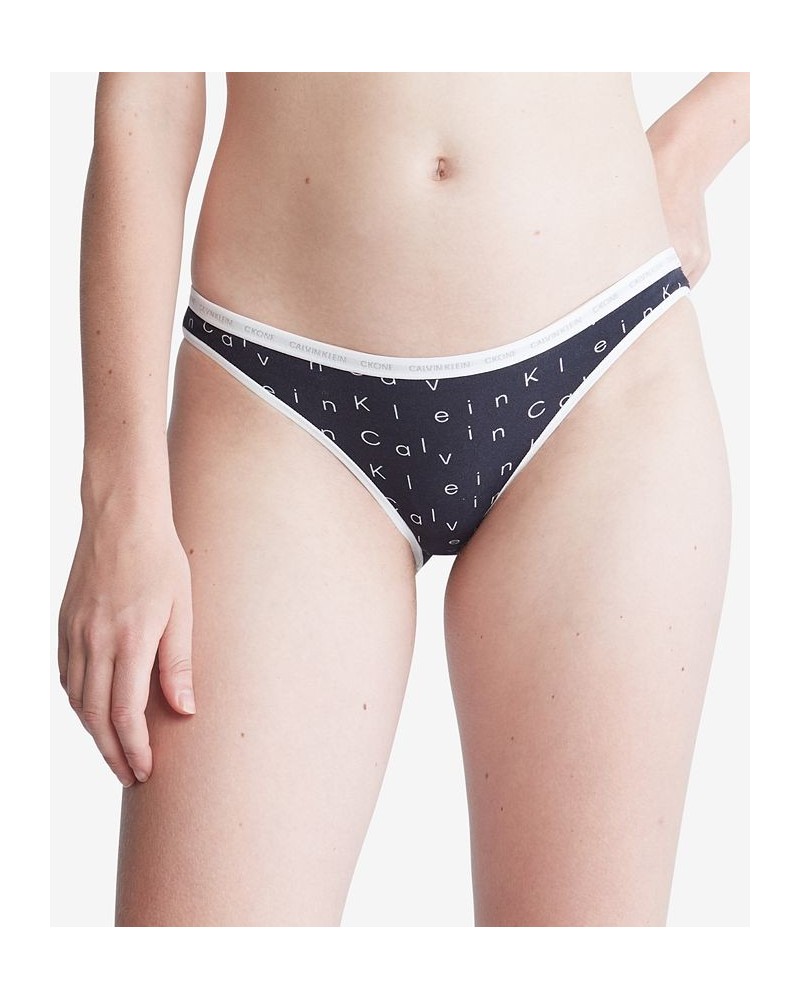 CK One Cotton Singles Bikini Underwear QD3785 Falling Logo Print_black $10.04 Panty