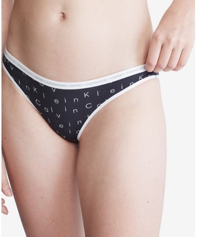 CK One Cotton Singles Bikini Underwear QD3785 Falling Logo Print_black $10.04 Panty